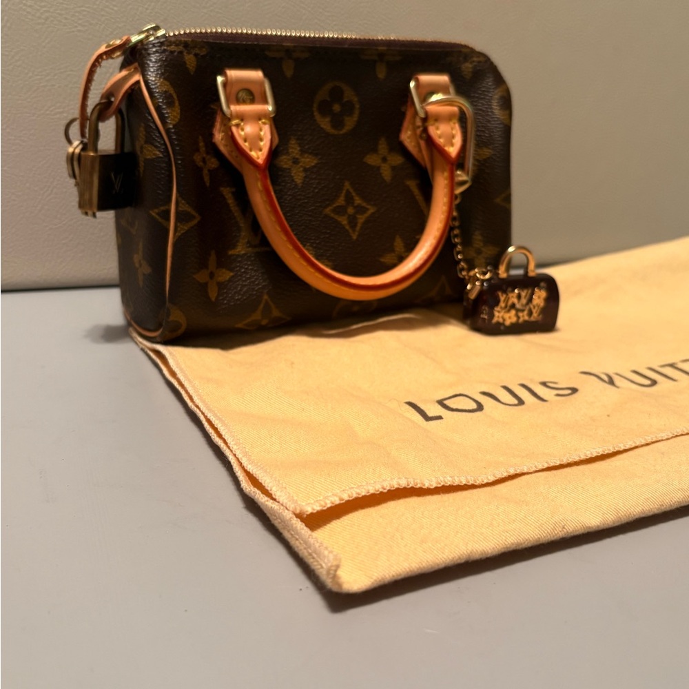 Louis Vuitton Monogram Mini Speedy with Vachetta Handles and Gold Charm